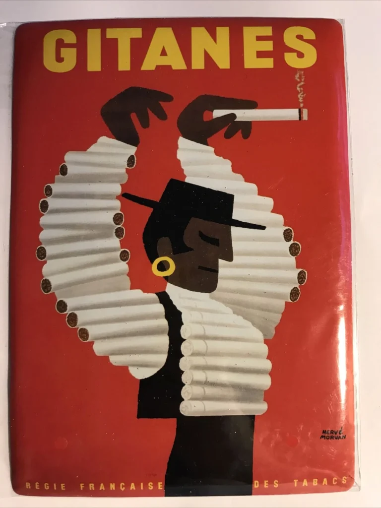 Original Hervé Morvan - Gitanes Poster (1960), detail