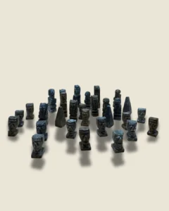 Antique Handcrafted Soapstone Chess Set with Granite Tiled Board