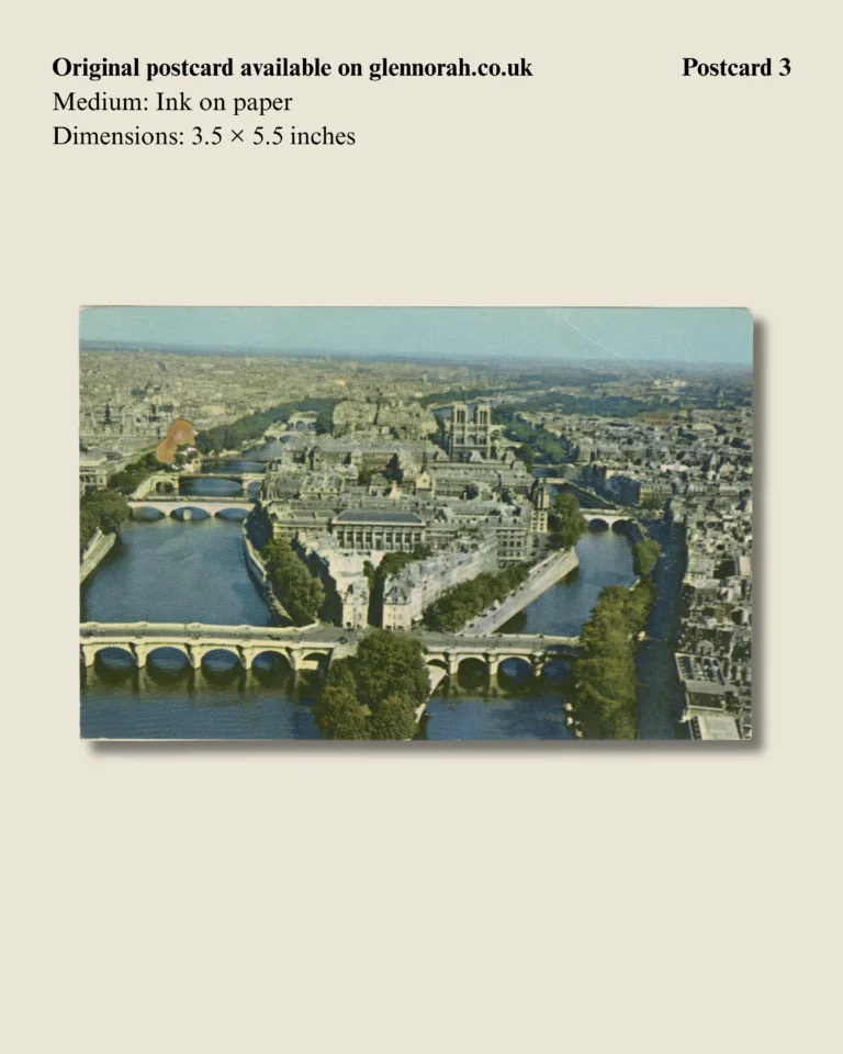 Postcard 3: Paris, France – River Seine View (1969 Print Run), detail