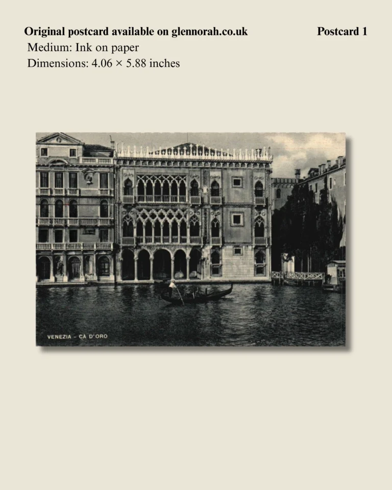 Postcard 1: Venice, Italy – Ca’ d’Oro (1954 Print Run), detail